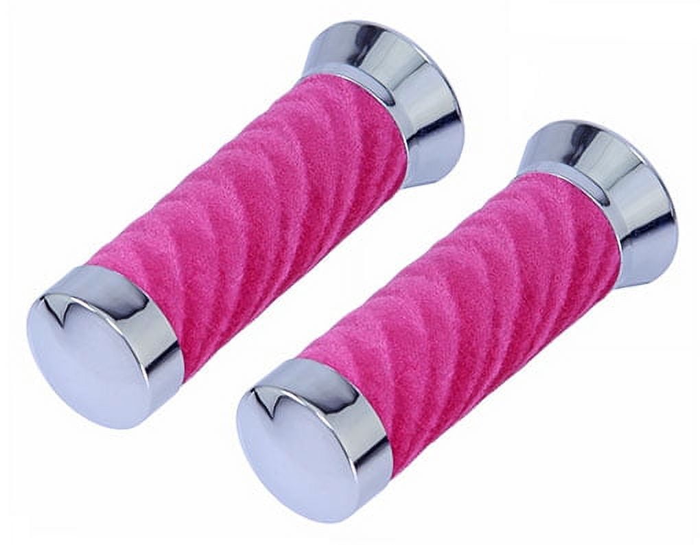 Lowrider Pink Custom Swirl Velour Grips for Bike Handle Bars