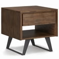 thumbnail image 1 of Lowry 22 inch Wide Solid Acacia Wood Modern Industrial End Table in Rustic Natural Aged Brown, 1 of 12