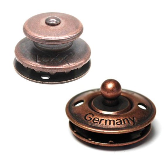 Loxx USA & CS Osborne - Upper & Lower Part, Antique Copper Snaps (Pack of 12) - for use with Handbags, Guitar Straps, Saddlebags, Luggage, Leathercraft, Belts and More.