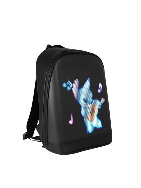LED Smart Backpack with Waterproof Screen, Large Capacity for Business Travel, Phone-Controlled Display(Black)