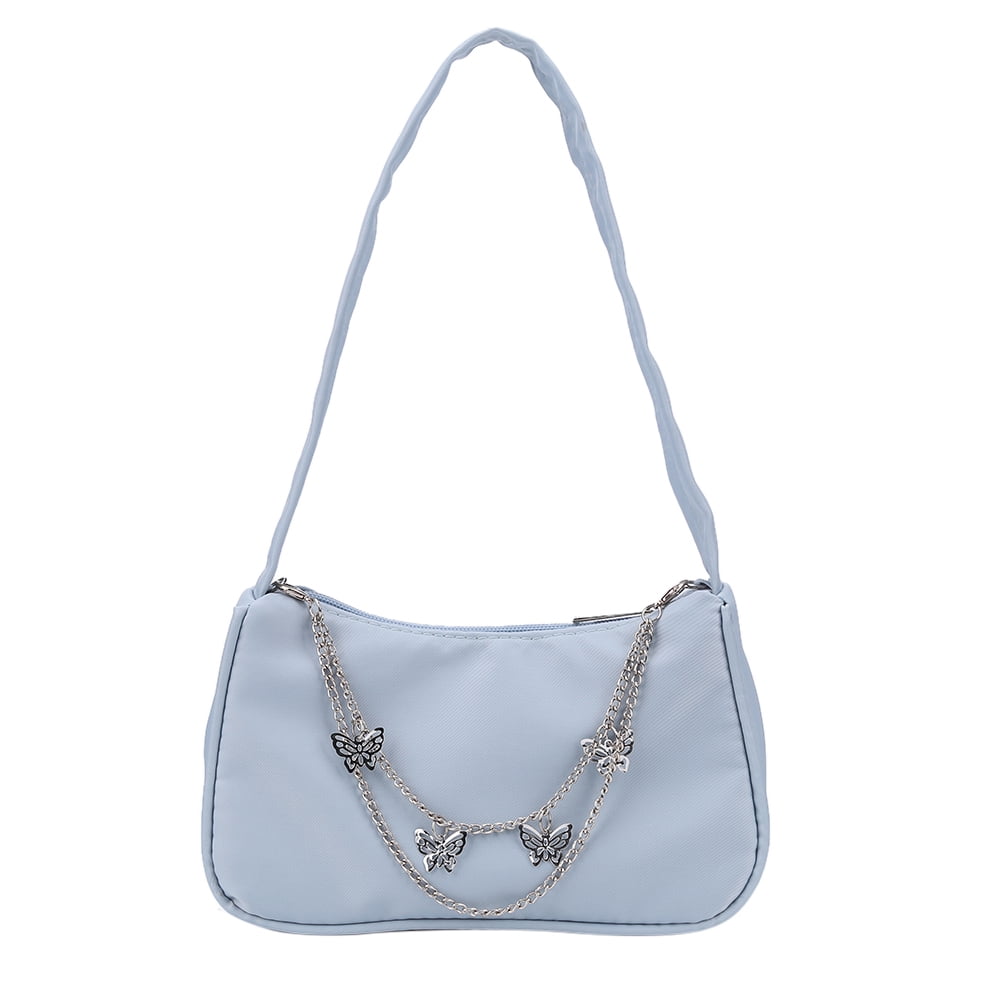 LoyGkgas New Fashion Women Pure Color Butterfly Chain Underarm Bag