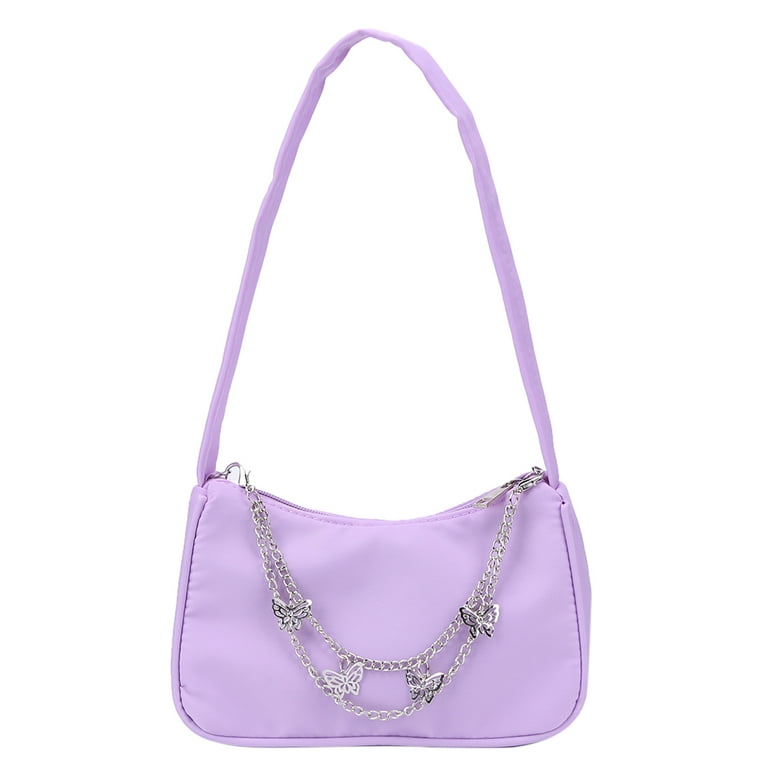 LoyGkgas New Retro Women Pure Color Butterfly Chain Underarm Bag