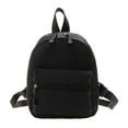 thumbnail image 1 of LoyGkgas New Women Solid Color Backpack Preppy Style School Nylon Mini Rucksack (Black), 1 of 4