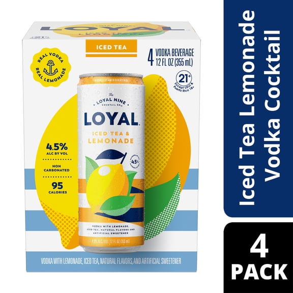Loyal Iced Tea Lemonade Vodka Cocktail, 4-PACK (4 x 12 oz), 5% ABV