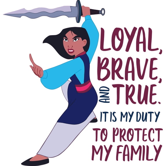 Loyal Brave And True It Is My Duty To Protect My Family - Hua Mulan Decor Vinyl Home The Ballad Of Mulan Wall Decal | 20" x 20" Removable Kids Bedroom Living Room Female Warrior Decoration Sticker