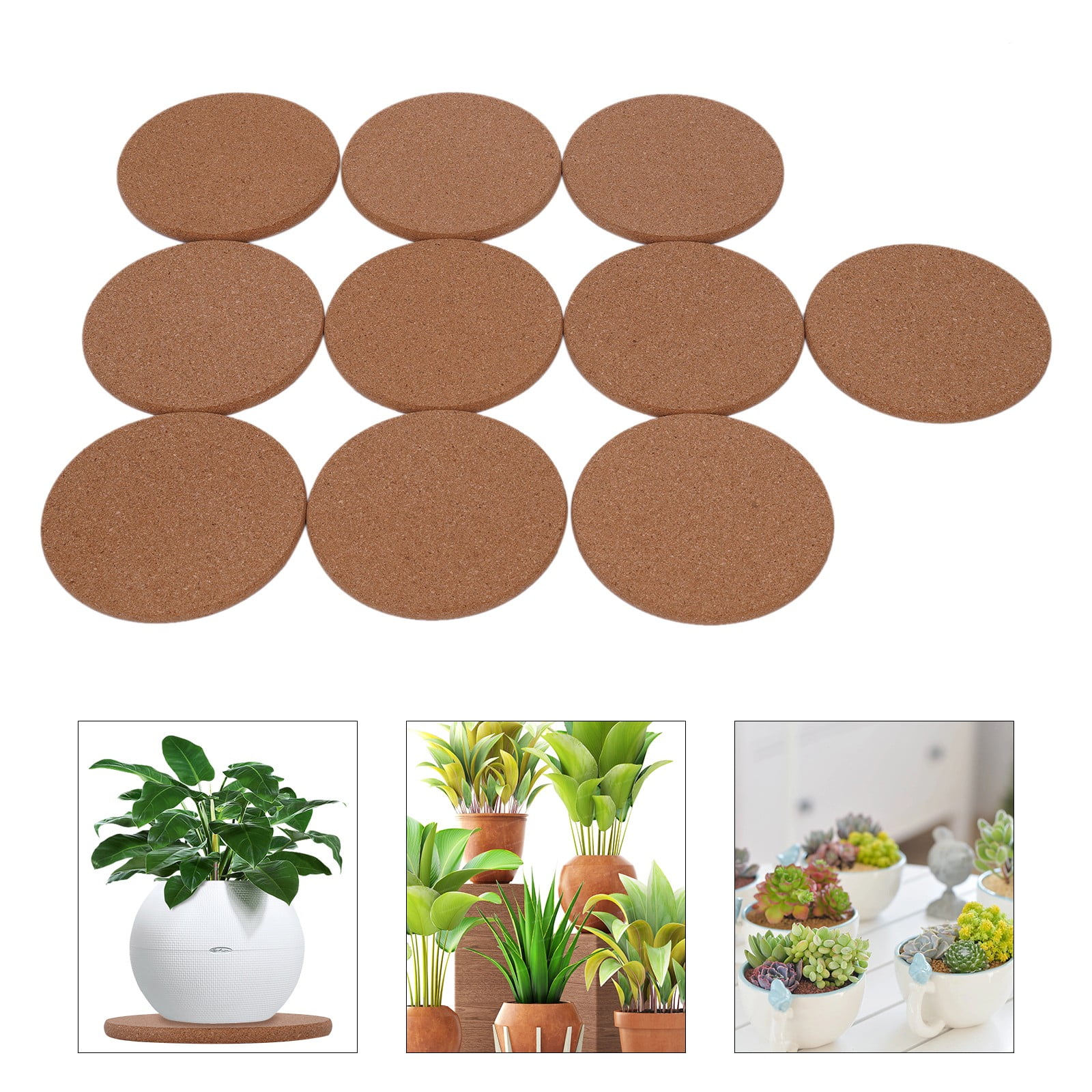Loyalheartdy 10Pcs 6" Round Cork Plant Mats DIY Rubber Bark Plant Pads