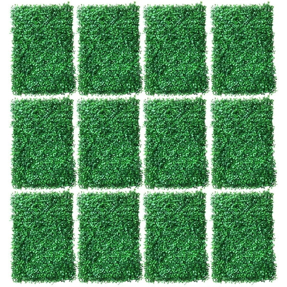 Loyalheartdy 12Pcs Artificial Plant Wall Boxwood Wall Hedge Landscaping Decor Lawn Background Panels for Home Garden 24"x16"