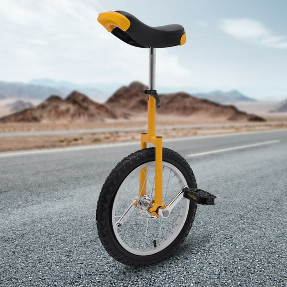 Loyalheartdy 16 Inch Wheel Unicycle with Steel Rim Outdoor Sports Exercise Bike for Adults Teenagers Kids Height Adjustable Yellow