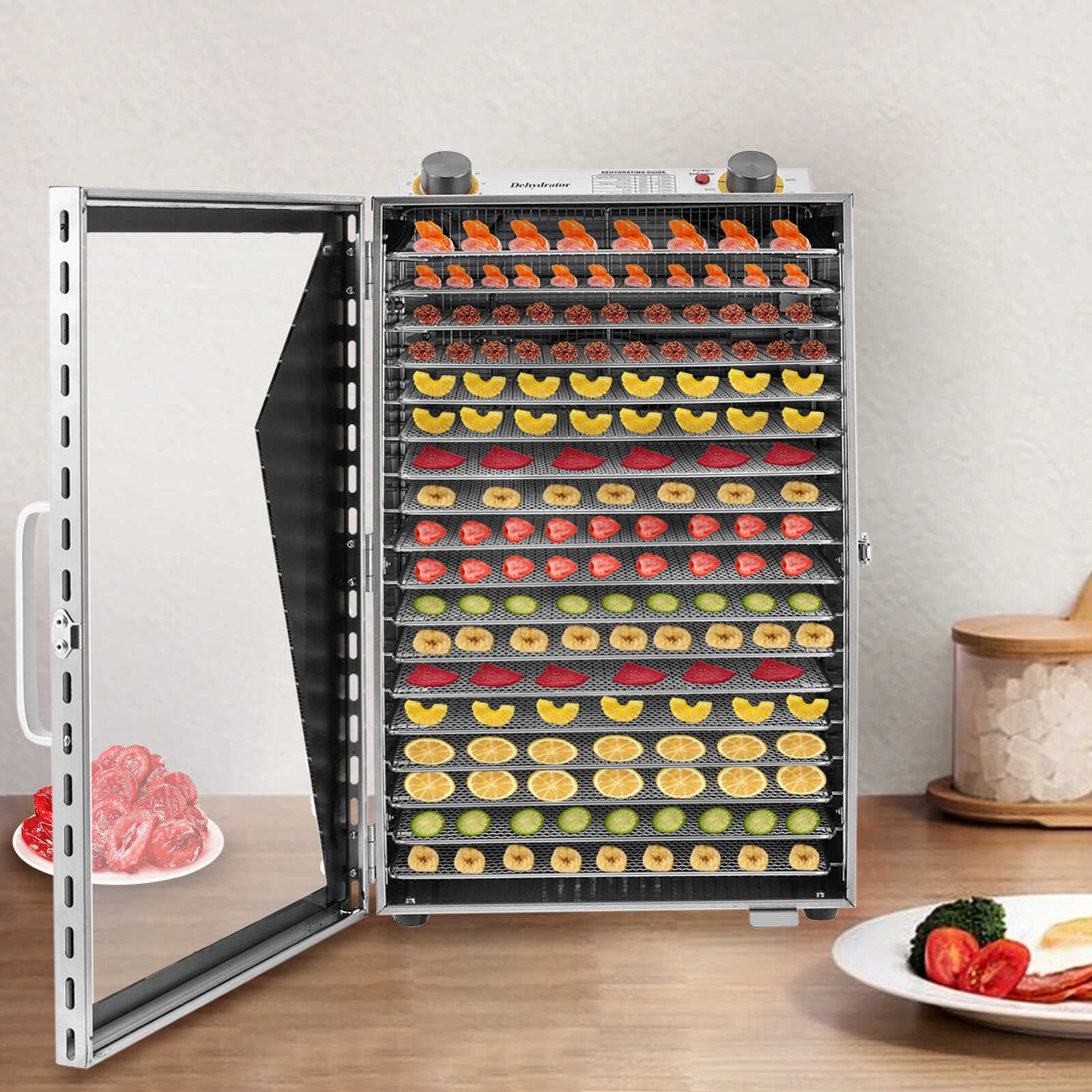 Loyalheartdy 18 Trays Food Dehydrator Stainless Steel Electric Dryer Machine Adjustable Timer & Temperature Control for Fruit Meat