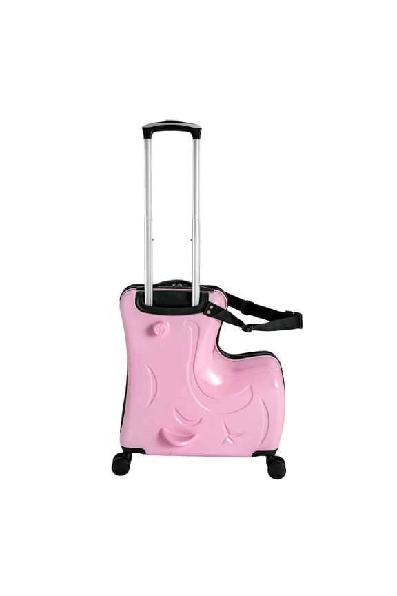 20" Portable Children Suitcase Kid Riding Suitcase with Password Lock Thickening Waterproof Luggage Trolley Pink