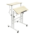 thumbnail image 1 of Loyalheartdy 24" Mobile Stand Up Desk Adjustable Height Rolling Desk with 2USB Socket for Home Office (Oak), 1 of 12