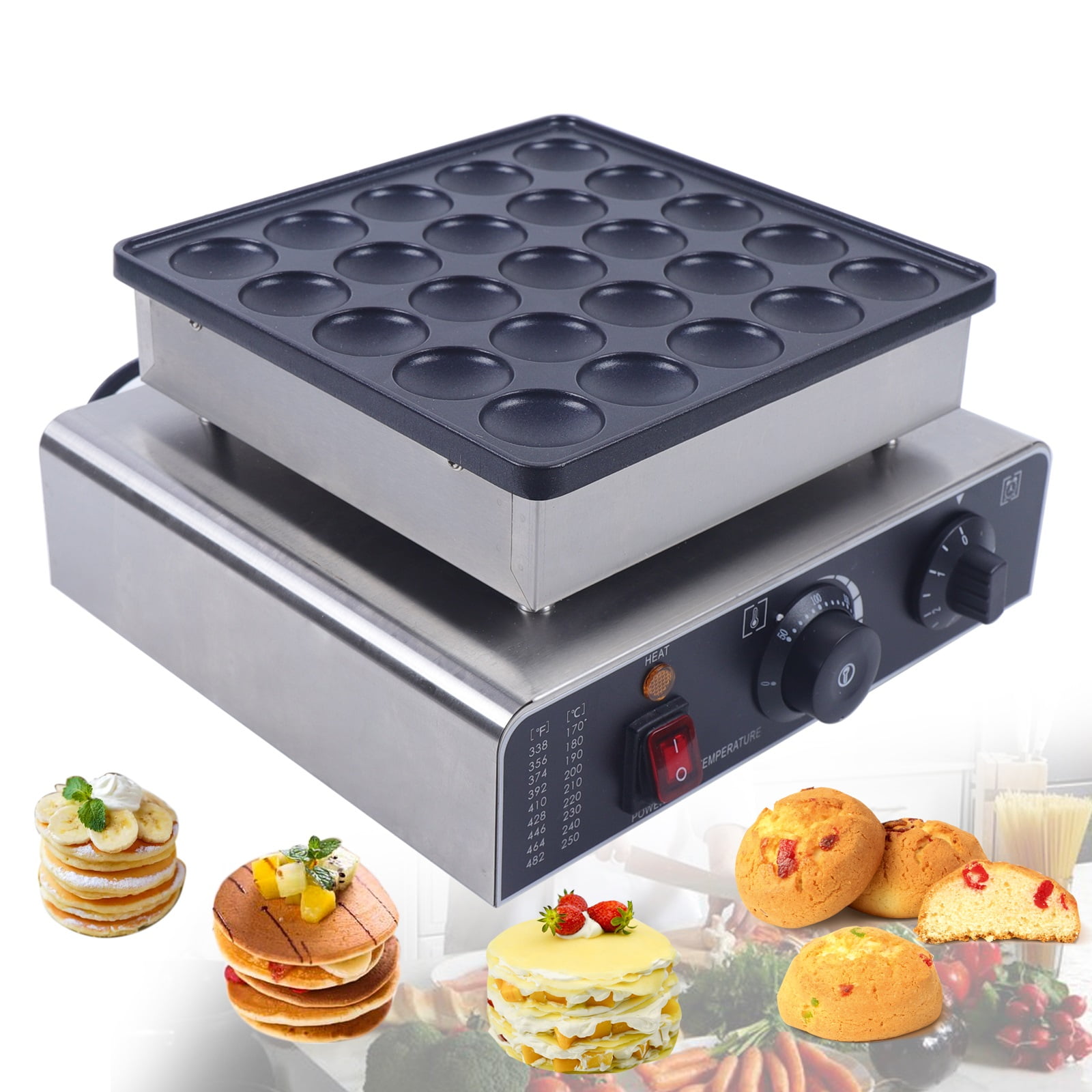 LIANQIAN Commercial Electric 25 pcs Mini Dutch Pancakes Poffertjes Dorayaki  Machine Muffin Non-Stick Iron Plate