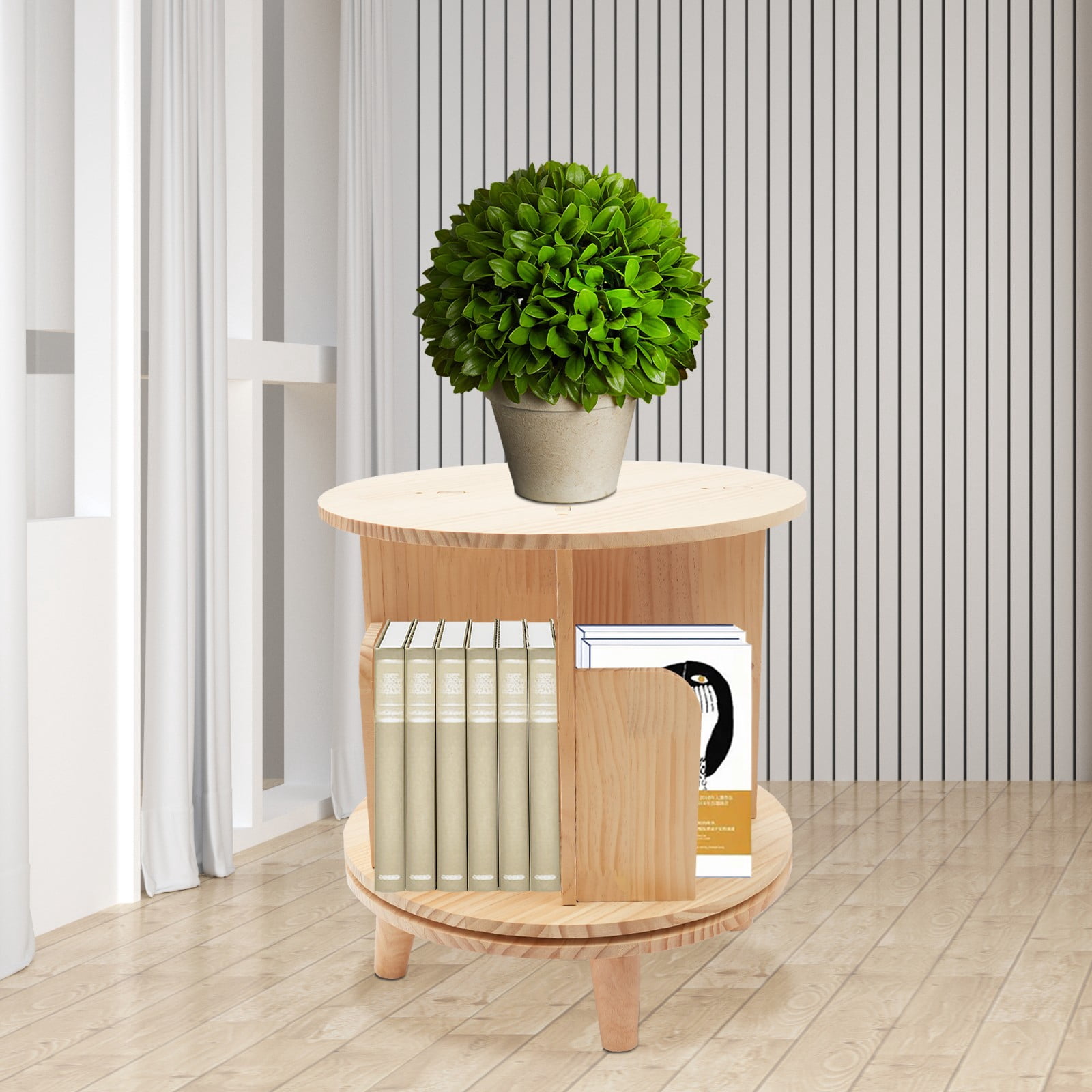 Loyalheartdy 360° Rotating Display Bookshelf Freestanding Cylindrical ...
