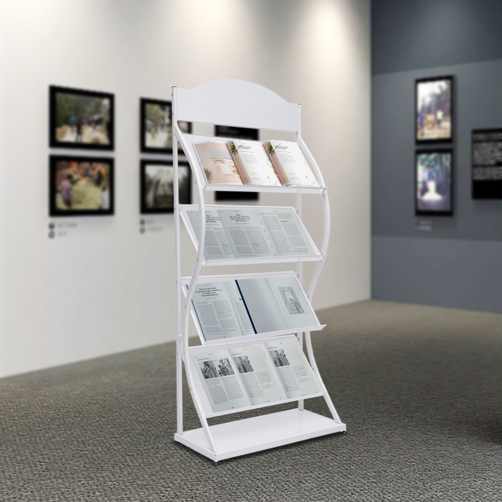 Loyalheartdy 4-Layer Floor-Standing Magazine Rack Iron Information ...