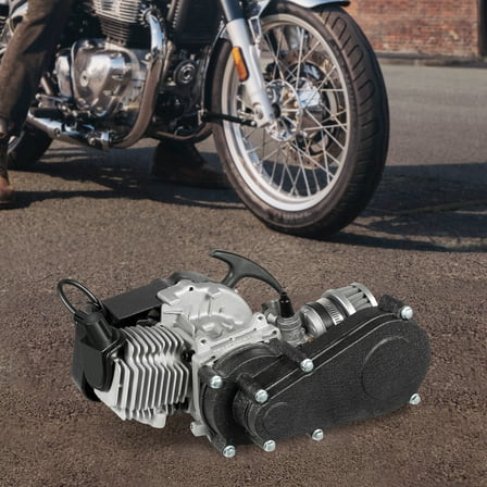 Loyalheartdy 49CC 2-Stroke Bicycle Engine Kit 1.9KW 7000rpm Single Cylinder Air-Cooling Petrol Engine with 0.32gal Large-Capacity Fuel Tank for Mini Pocket Dirt Bike Scooter ATV, Pull Start Black