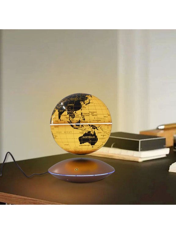 6" Magnetic Levitation Globe Gold ABS LED Floating World Map 12V 5-10W for Office
