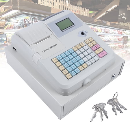 Loyalheartdy Electronic Cash Register Commercial POS System Cash Registe 48 Keys 8 Digital LED Display w/Cash Drawer for Retail Shop
