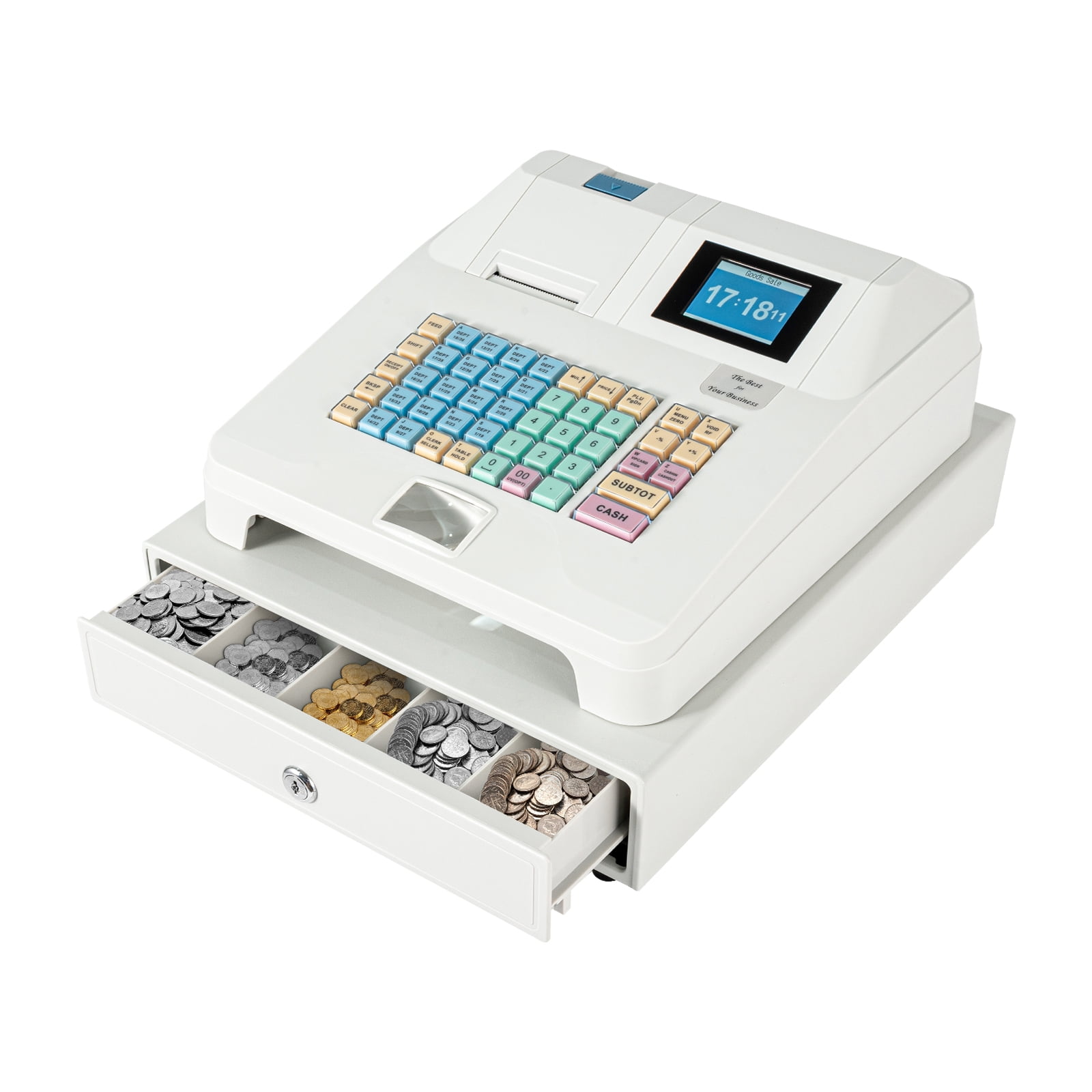 Loyalheartdy Electronic Cash Register POS Syetem 48 Keys 8 Digital LCD Display Casher with Flat