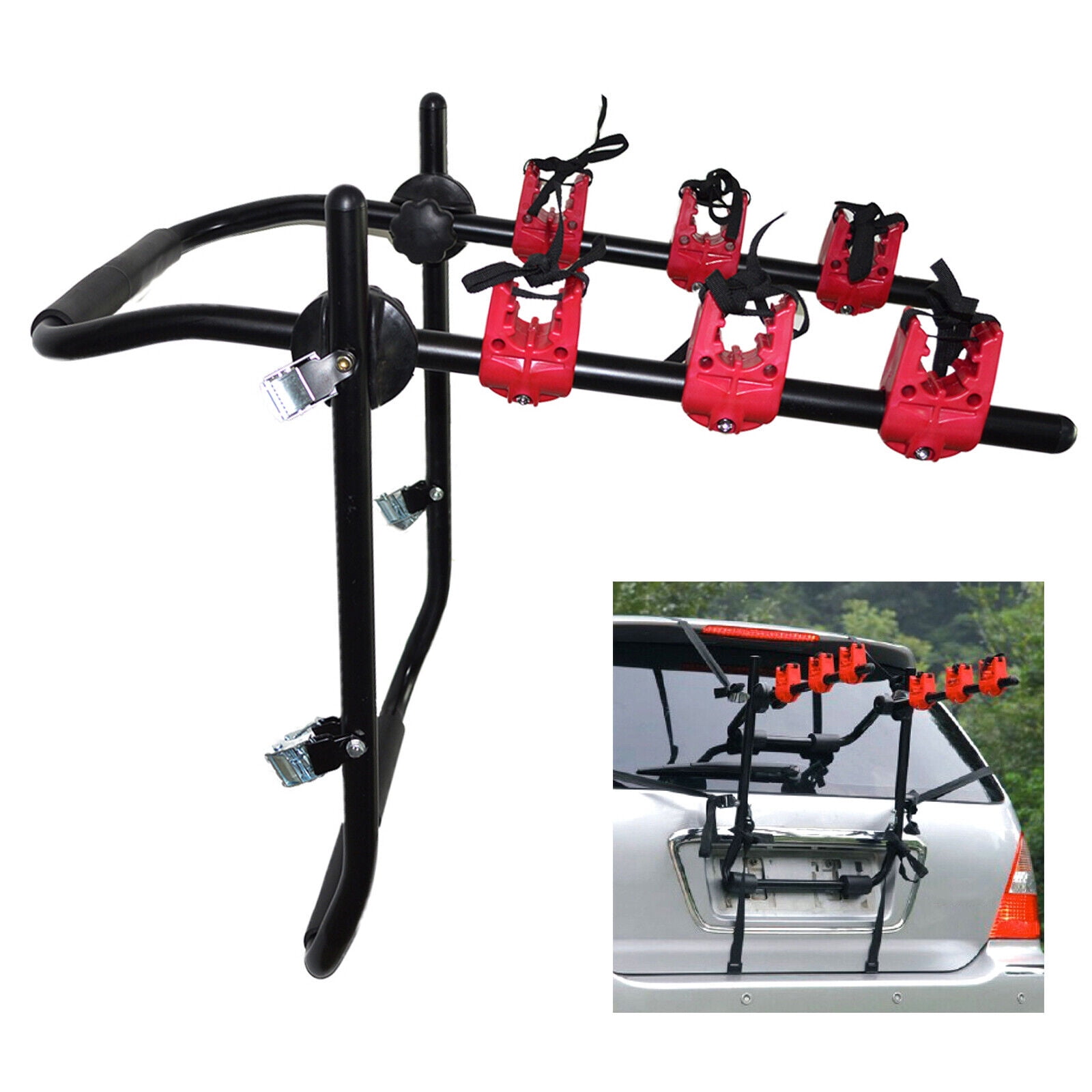 Loyalheartdy Foldable Bike Hitch Mount Rack 3Bike Carrier Trunk Mount