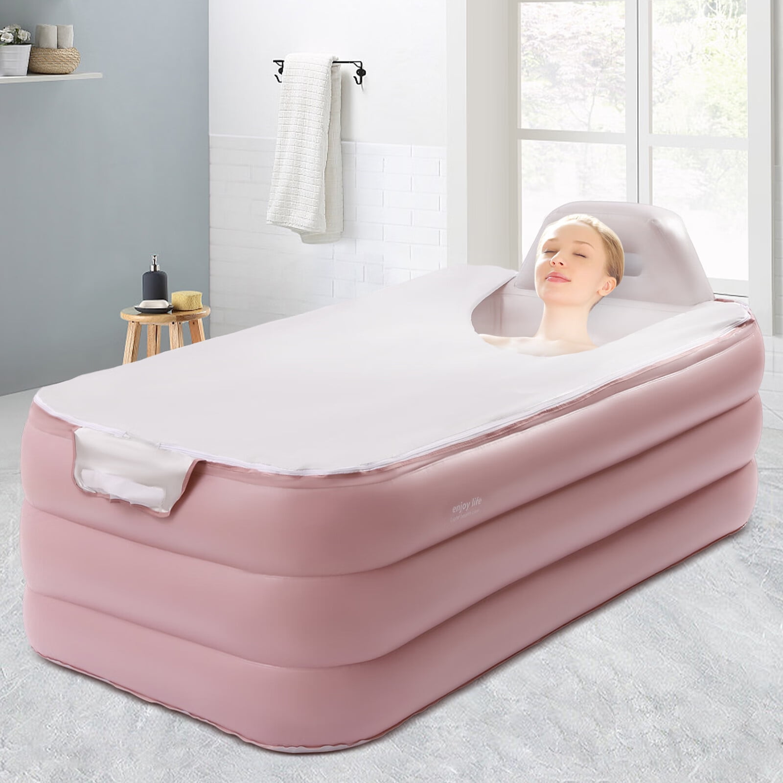 Loyalheartdy Foldable Inflatable Bathtub PVC Freestanding Blow Up Bathtub Adult Bath Tub for