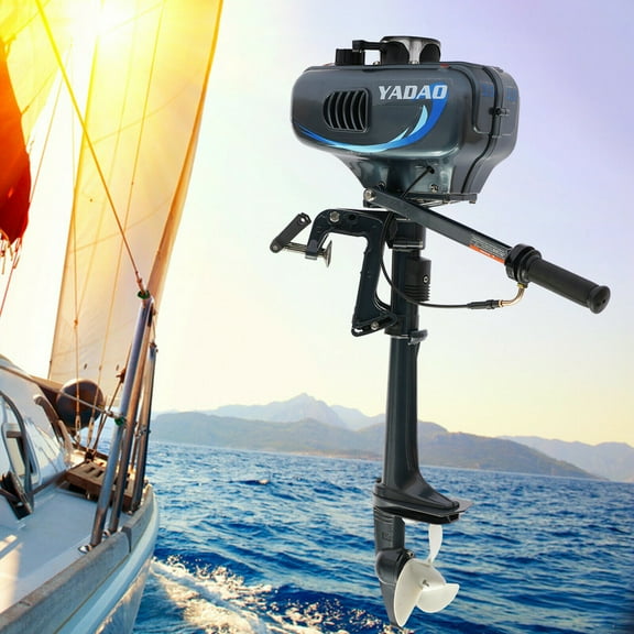 Loyalheartdy Grey 3.5 HP 2-Stroke Outboard Boat Motor with Water Cooling CDI System