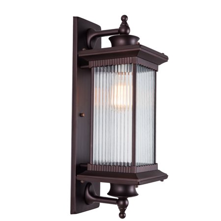 Loyalheartdy IP65 Waterproof Outdoor Wall Light, Clear Stripe Glass Wall Sconces Light Patio Porch Exterior Wall Lantern Lamp E26