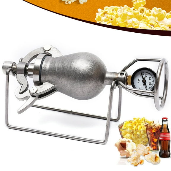 Loyalheartdy Old-Fashioned Popcorn Machine Stainless Steel Mini Hand Crank Cannon Food Amplifier