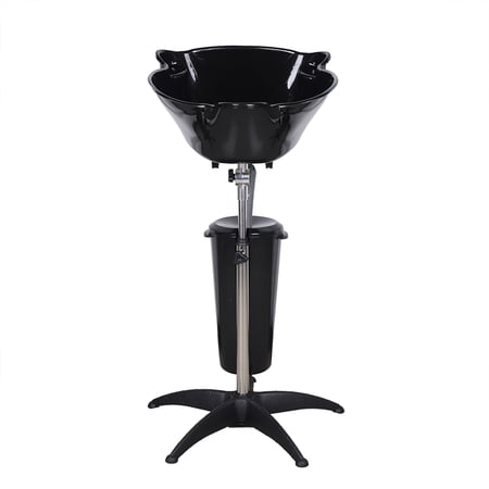 Loyalheartdy Removable lift vertical shampoo tray Plastic Rolling Stand Shampoo Basin for Barber Shop Beauty Salon (Black)
