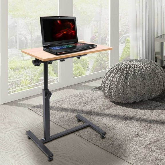 Loyalheartdy Rolling Laptop Desk Height Adjustable Tilt Tray Moving Stand for Office Laptop Bed Sofa Side Table