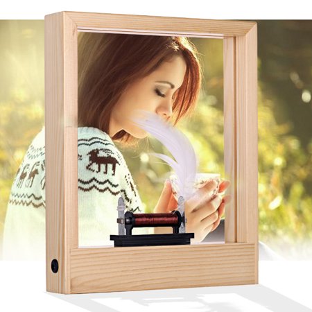 Loyalheartdy Slow Time Photo Frame, LED Pine Wood Rectangle Slow Motion Picture Frame, Home Decor, Optical Illusion