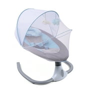 Loyalheartdy Foldable Infant Swing Chair 0-12 Months Newborn Babies Cradle Rocker Seat with Music, Remote Control Grey