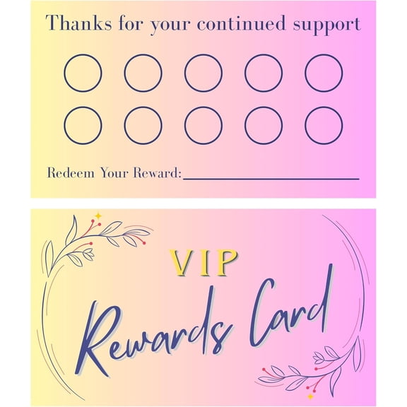 Loyalty Cards for Small Business, 50 Pack Punch Cards with 10 Visit , 2 x 3.5 Inches Double-Sided Customer LoyaltyCards, Cardstock Business Card