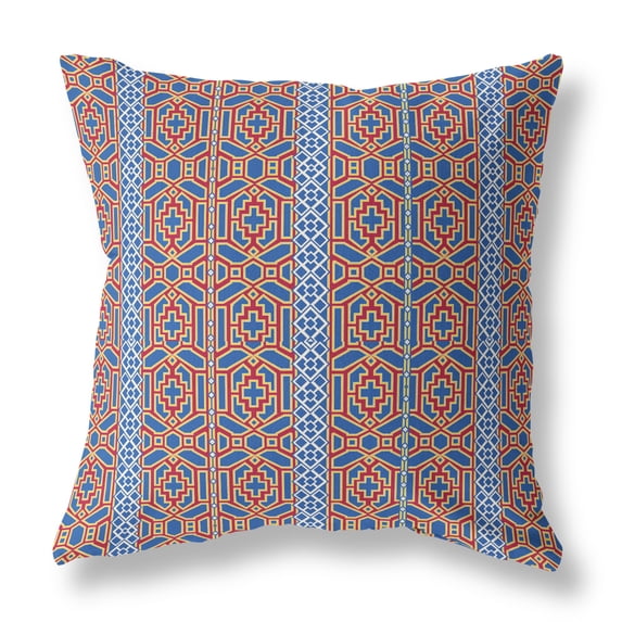 Amrita Sen Suede Zippered Pillow With Blue And Red Finish CAPL247FSDS-ZP-20x20