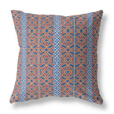 Loyalty and Love Indoor/Outdoor Fabric Pillow with Zip in Blue Red 16x16