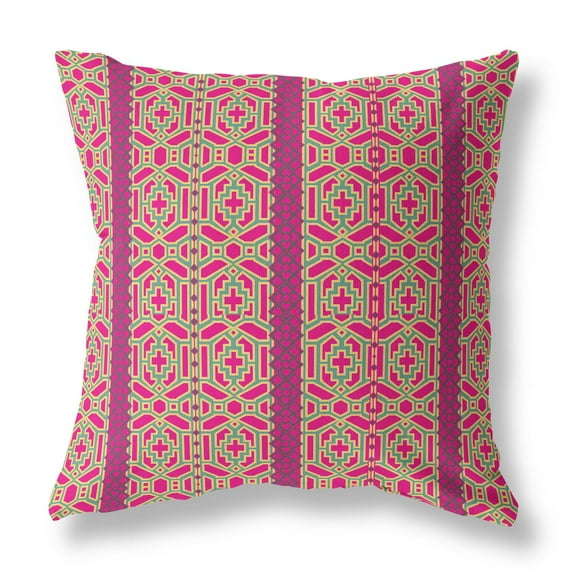Loyalty and Love Indoor/Outdoor Pillow in Pink Green 18x18