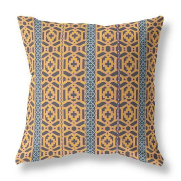 Loyalty and Love Indoor/Outdoor Pillow with Removable Cover in Brown Yellow 16x16