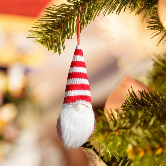 Loyerfyivos 1 PCS Christmas's Hanging Gnomes Ornaments, Plush Gnomes Beard Ornaments Handmade Scandinavian Santa Elves Hanging Home Decorations Christmas Holiday Decorations