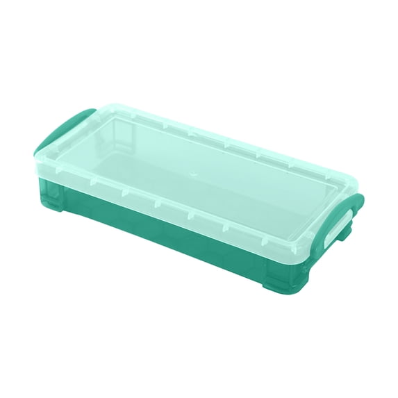Loyerfyivos 1 Pack Extra Large Capacity Plastic Pencil Box Stackable Translucent Clear Office Supplies Storage Organizer for Gel Pens Erasers Tape Pens Markers etc(Green)