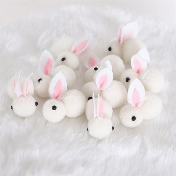 Loyerfyivos 10 Pcs Easter Bunny Stuffed Animals,2.16 Inch Mini Plush Bunny Rabbit Plush Stuffed Bunny Toy Soft Tiny Doll Plush Hanging Ornament for DIY Easter Eggs Filler Easter Baskets Filler(White)