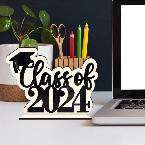 Loyerfyivos 2024 Graduation Table Decorations, Wooden Congrats Table Centerpiece Sign Graduation Table Toppers Gifts Happy 2024 for Grads Party Favor College Dinner School