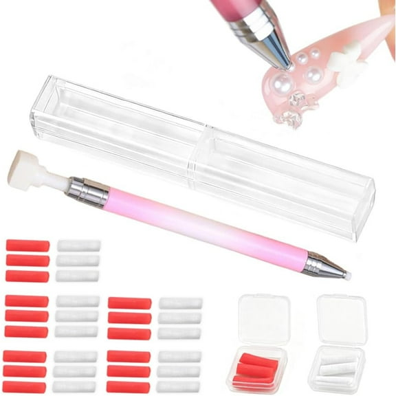 Loyerfyivos 2025 New Automatic Refillable Wax Pen, Diamond Art Pen with 30Pcs Wax Diamond Art Accessories Refillable Wax Pen for Diamond Art Nail DIY Craft (Gradient Pink)