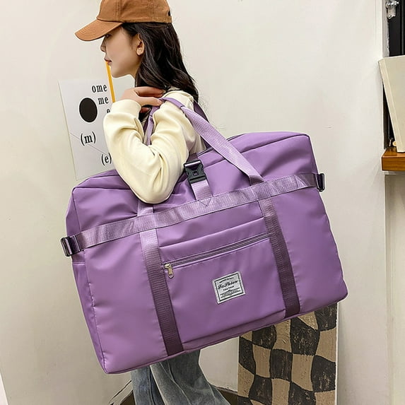 Loyerfyivos 24" Weekender Bags for Women,Travel Duffle Bags Carry on Gym Tote Bag, Overnight Bag with Wet Dry Pocket/Front Phone Pocket/Trolley Sleeve Pocket for Travel, Airline Approved,Purple