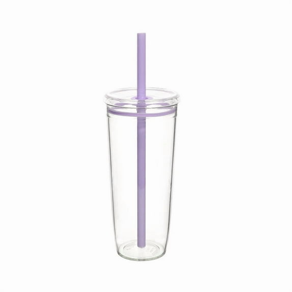 Loyerfyivos 24oz Tumbler with Lid and Straw, Leak Proof and Double Wall Insulated Reusable Plastic Cups,Travel Reusable Iced Coffee Cup (1PC)