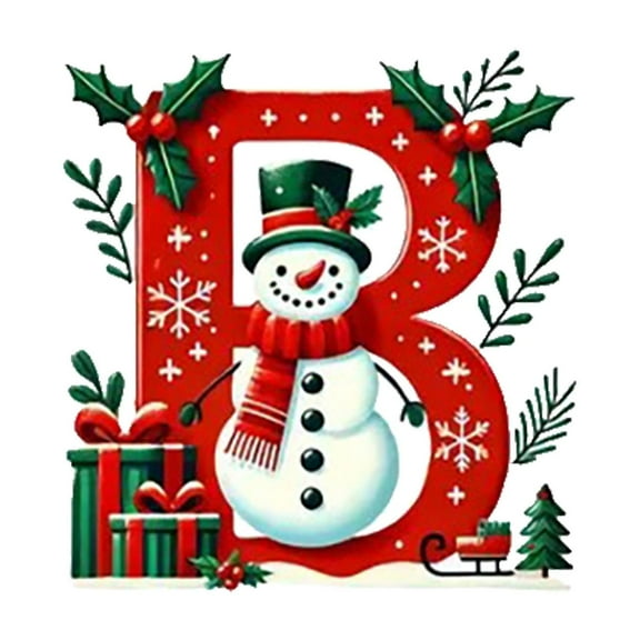 Loyerfyivos 26 Letters Christmas Tree Decoration Pendant,Christmas Letters Ornaments A to Z Ornament Letters Decorative Hanging Xmas Alphabet Letters for Christmas Tree (B)