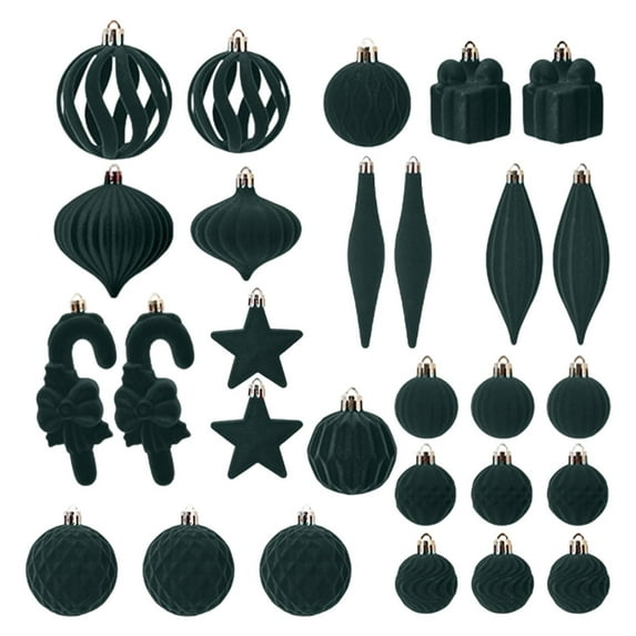 Loyerfyivos 28PCS Velvet Christmas Ornaments Set,Flocked Weird Christmas Ball Ornament,Flocked Shatterproof Assorted Hanging Xmas Tree Ball Decorations, for Home Party Holiday Decor, Coffee, Burgundy