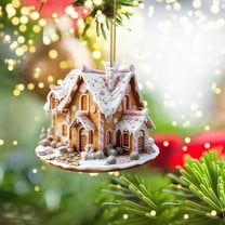 Loyerfyivos 3.1 Inch Acrylic Christmas Ornaments Various Christmas Village House Shapes Hanging Decorations Plastic Flat Xmas Tree Ornament for Christmas Winter New Year Party