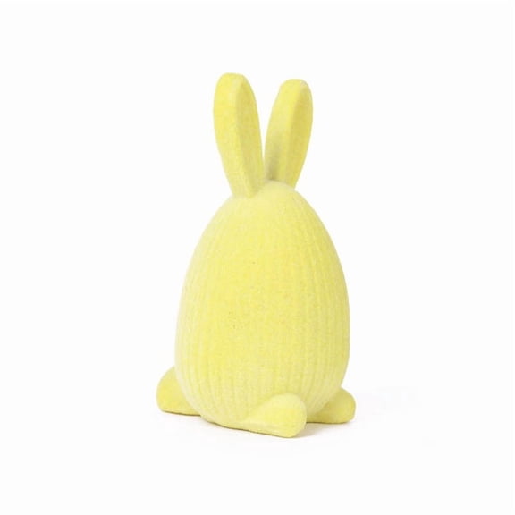 Loyerfyivos 3.9Inch Easter Flocked Bunny Decorations Flocked Bunny Figurines Resin Spring Flocking Rabbit Tabletop Ornament for Tabletop Centerpieces Party Decoration