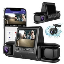Loyerfyivos 3 Channel Dash Cam Front And Rear Inside 1080P Dash Camera For Cars Dashcam Three Way Car Camera With IR Night Vision Loop Recording Motion Detection