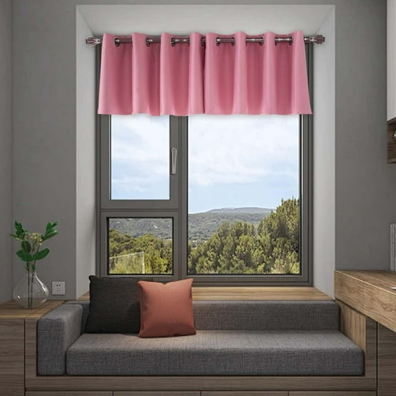 Loyerfyivos 30 Inch Length Kitchen Window Curtains Over Sink - Short Blackout Curtains for Small Windows - Short Curtains With Light Blocking Function 15"x30" solid color - Pink