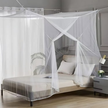 Loyerfyivos 4 Corners Mosquito Net for Bed Mosquiteros Para Camas Bed Netting Canopy Rectangular Mosquito Mesh for Camping Home Outdoor Travel Dormitory Decor (L)